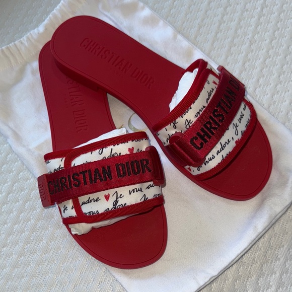 Dior Red Women's Slides - Picture 2 of 7